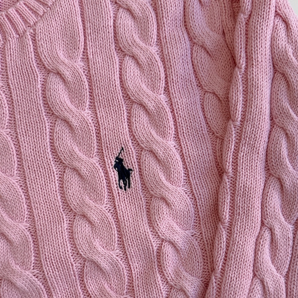 Ralph Lauren Pink Cable Knit Crewneck Sweater - Picture 3 of 3